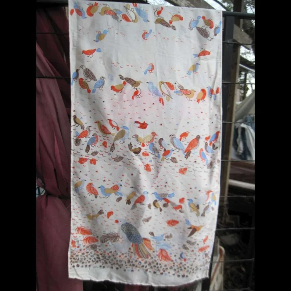 Echo 100% Silk ? Pheasant Birds Harvest Colors Themed Scarf Shawl Handkerchief - Picture 5 of 12
